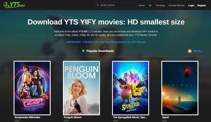 2022 种子网站 – YIFY/YTS 