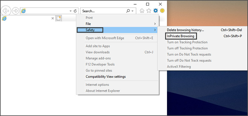 Open InPrivate Browsing in IE