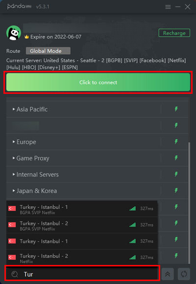 PandaVPN offers Turkish IP addresses.