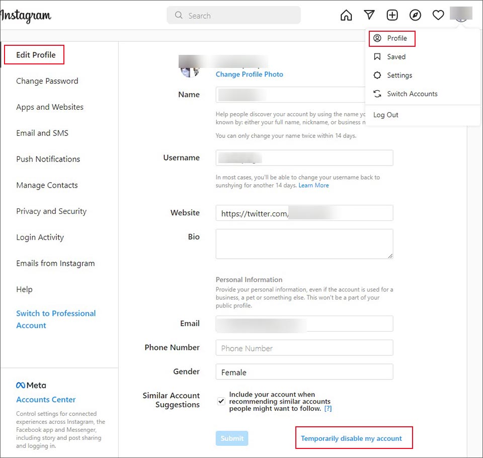 Temporarily Disable IG Account