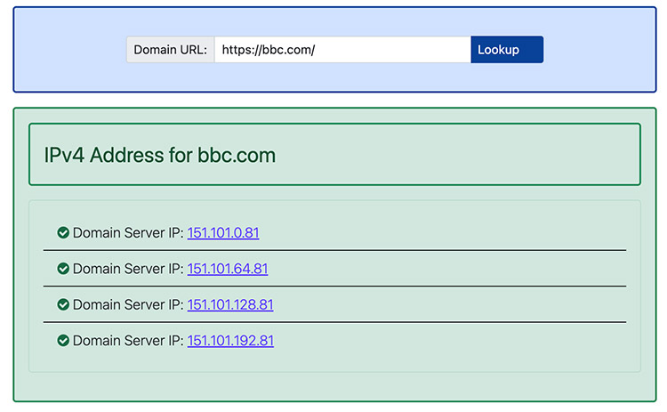 DNS lookup tool