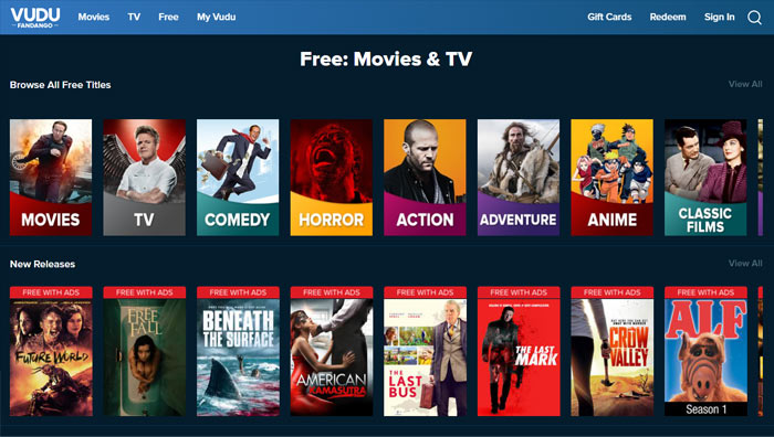 Vudu Fandango Streaming Site